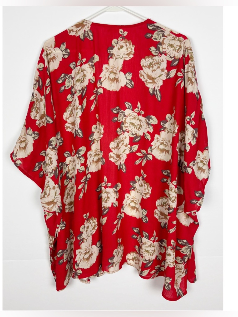 Umgee Kimono Size SlM Red Floral Open Front Boho - Picture 2 of 6
